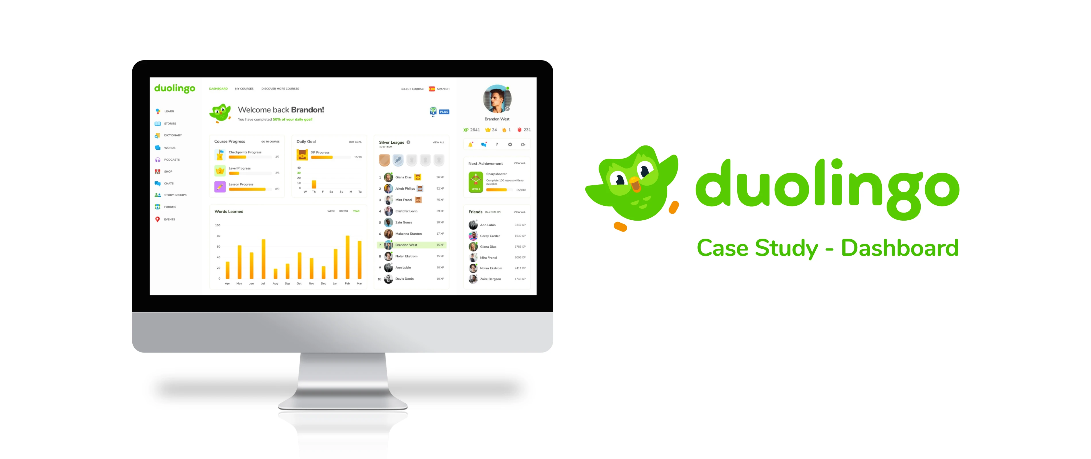 Aperçu interface de Duolingo Super 12 Months full warranty