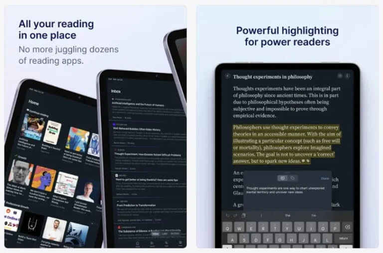 Aperçu interface de readwise 1 Year