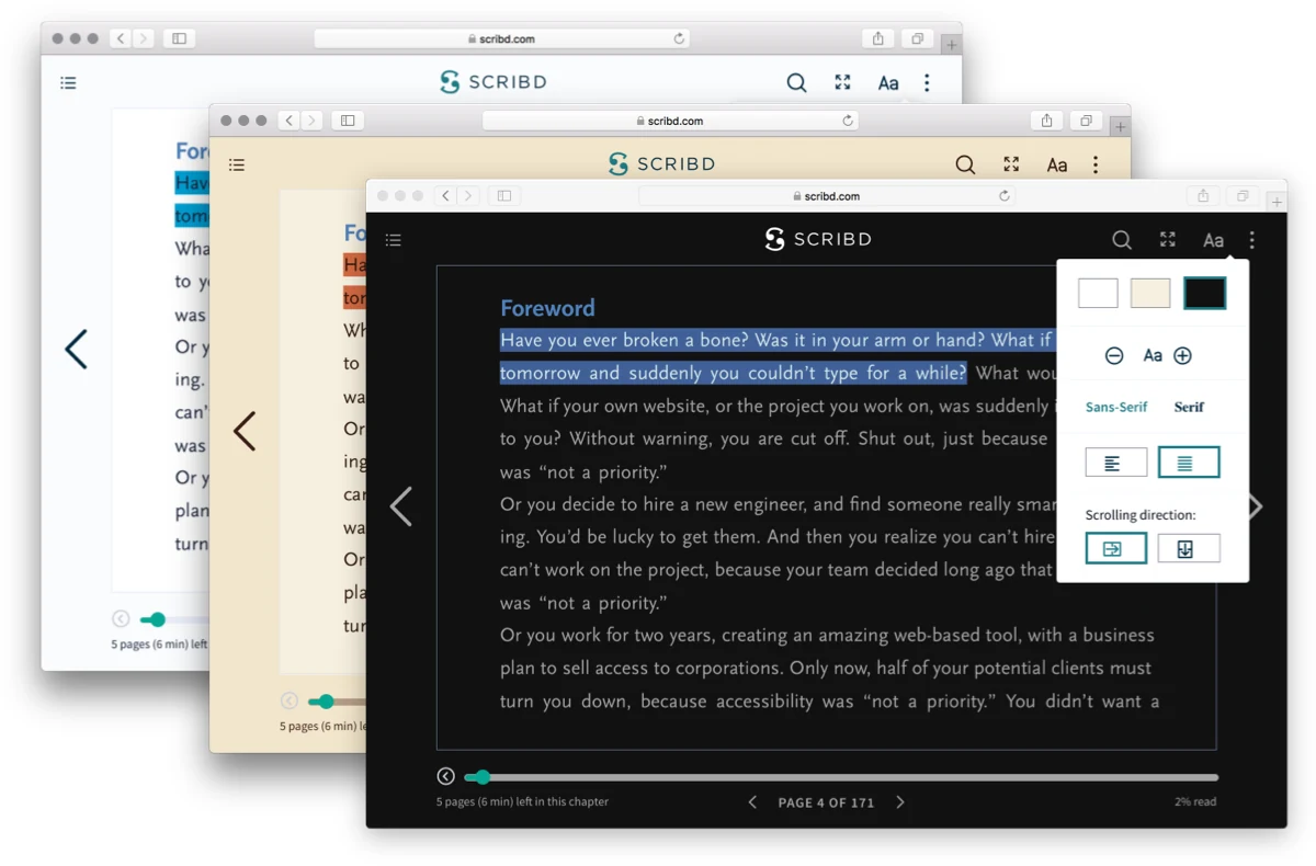 Aperçu interface de Scribd Premium 1 Month full warranty